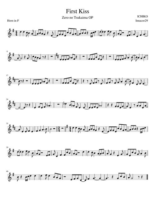 First Kiss - Zero no Tsukaima OP (Horn in F)