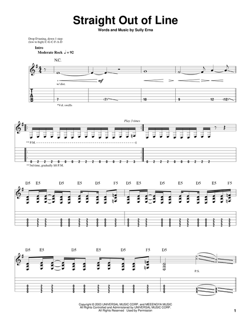 Straight Out Of Line - Godsmack (Guitar Tab Play-Along)