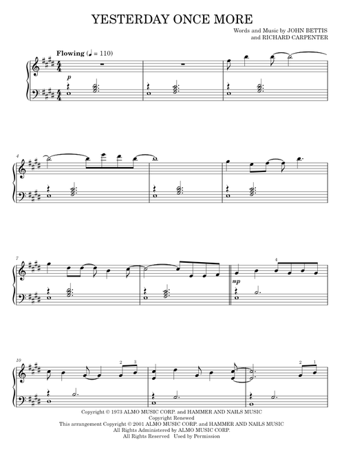Yesterday once more - Carpenters (Piano Solo)