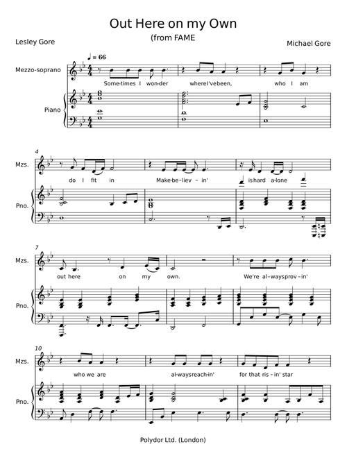Out Here On My Own (from Fame) - Michael Gore