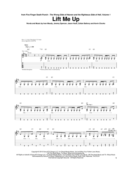 Lift Me Up - Five Finger Death Punch (Guitar Tab)
