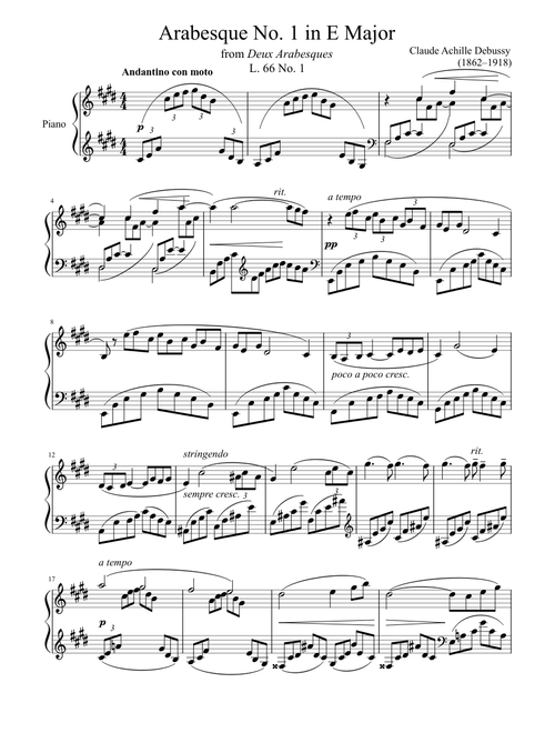 Arabesque L. 66 No. 1 in E Major