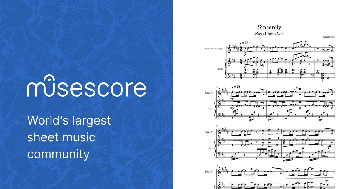 Sincerely (TRUE) Sax/Piano - Violet Evergarden OST Sheet