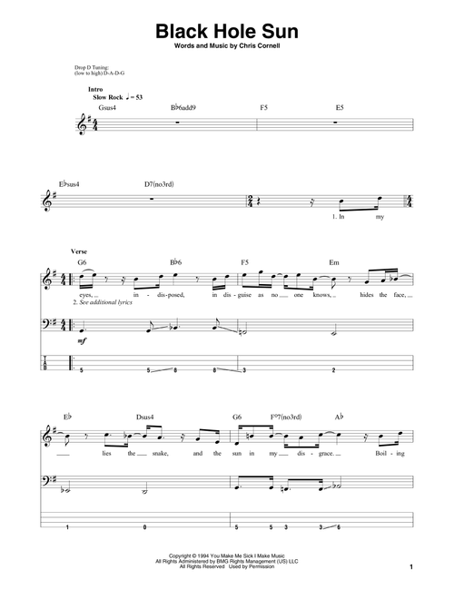 Black Hole Sun - Soundgarden (Bass Tab)