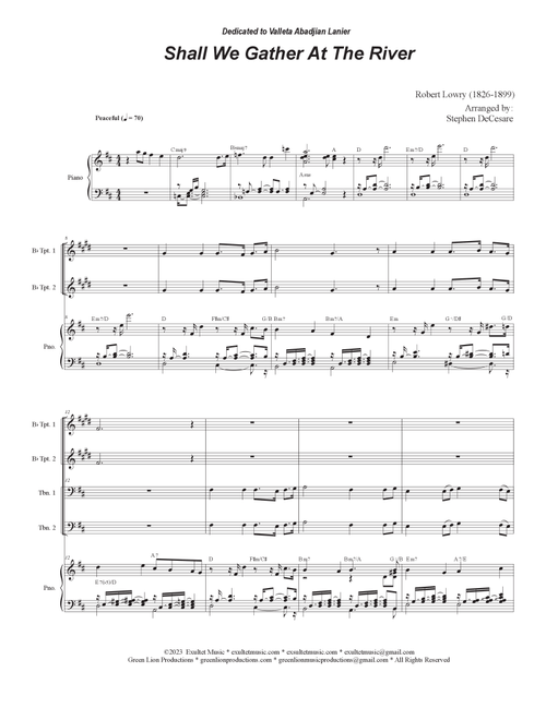 Shall We Gather At The River (Brass Quartet and Piano - Alternate Version) (Arr. Stephen DeCesare) (Brass Ensemble)