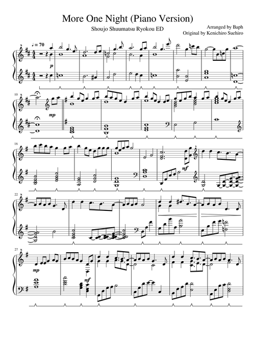 Shoujo Shuumatsu Ryokou ED - More One Night (Slow Piano Version)