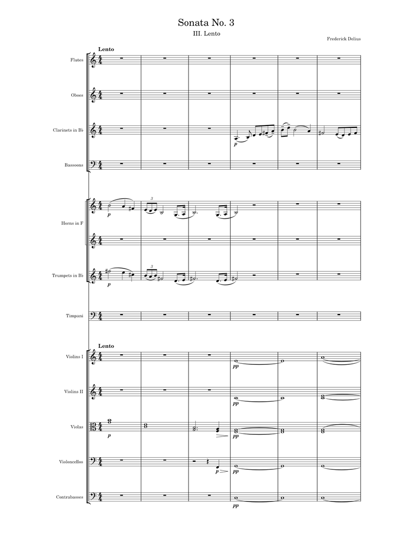 Violin Sonata No. 3 Frederick Delius Sheet music for Flute, Oboe