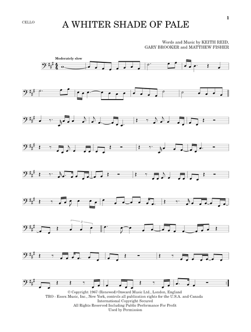 A Whiter Shade Of Pale - Procol Harum (Cello Solo)