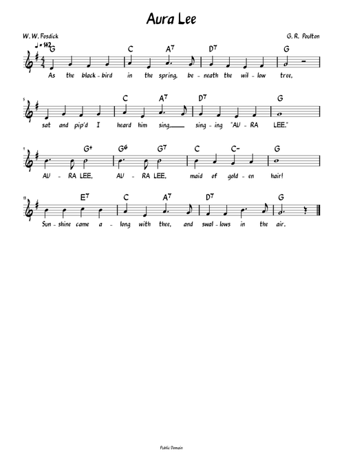 Aura Lee (Lead sheet with lyrics )