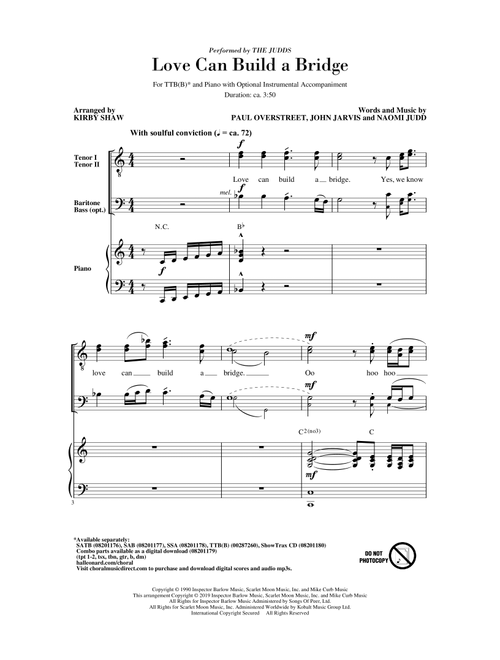 Love Can Build A Bridge (arr. Kirby Shaw) - The Judds (Choral, TTBB)