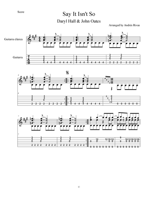 Say It Isn't So (Arr. Andrés Rivas) - Daryl Hall & John Oates (Solo Guitar)