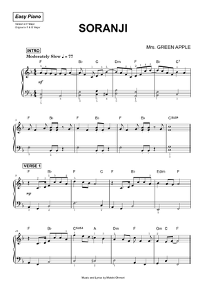 Soranji - Mrs. GREEN APPLE Sheet Music for Piano, Vocals (Piano