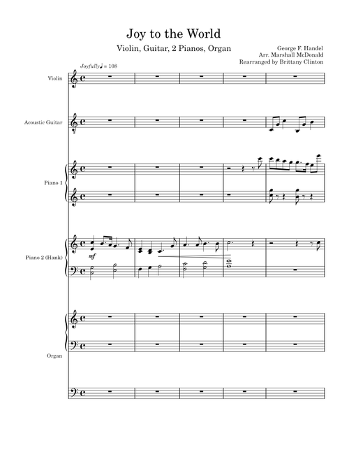 Joy to the World - Violin, Guitar, 2 Pianos, Organ