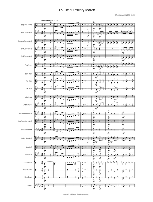 U.S. Field Artillery March (Arr. Jacob Shaw) - John Philip Sousa (Brass Band)