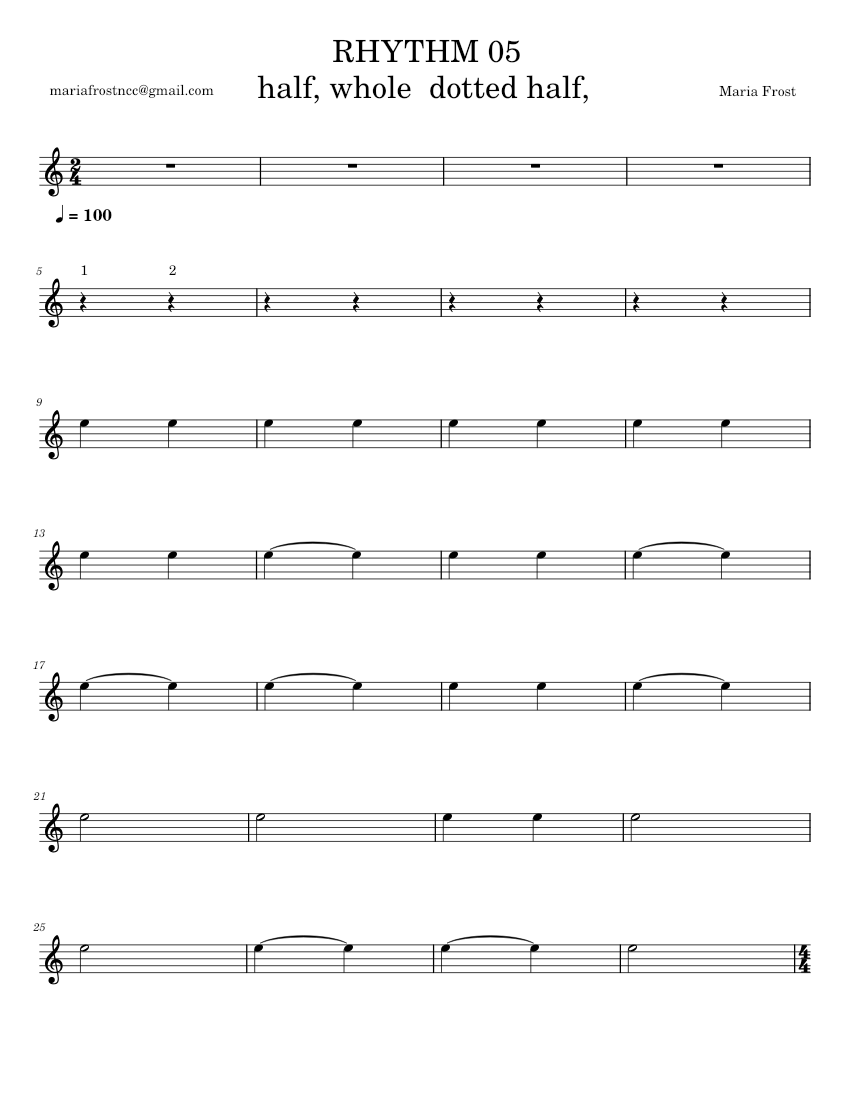 RHYTHM 05 longer sounds (ties) Sheet Music for Tubular bells (Solo ...