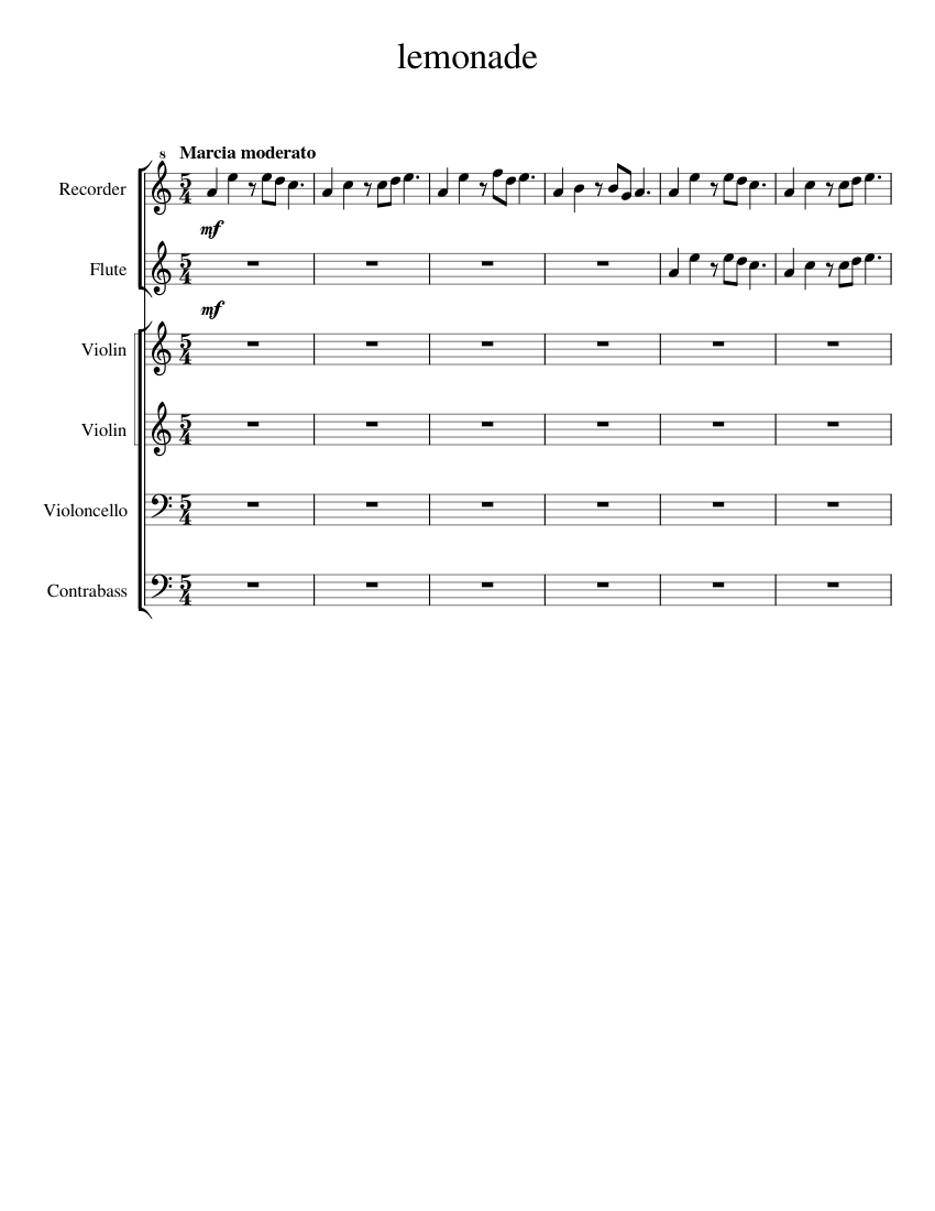 lemonade Sheet music for Flute, Contrabass, Violin, Cello & more