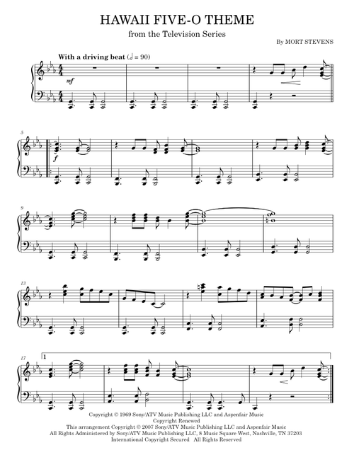 Hawaii Five-O Theme - The Ventures (Piano Solo)