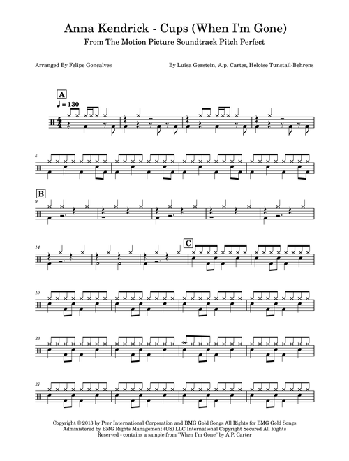 Cups (When I'm Gone) (Arr. The Ninja) - Anna Kendrick (Drums)
