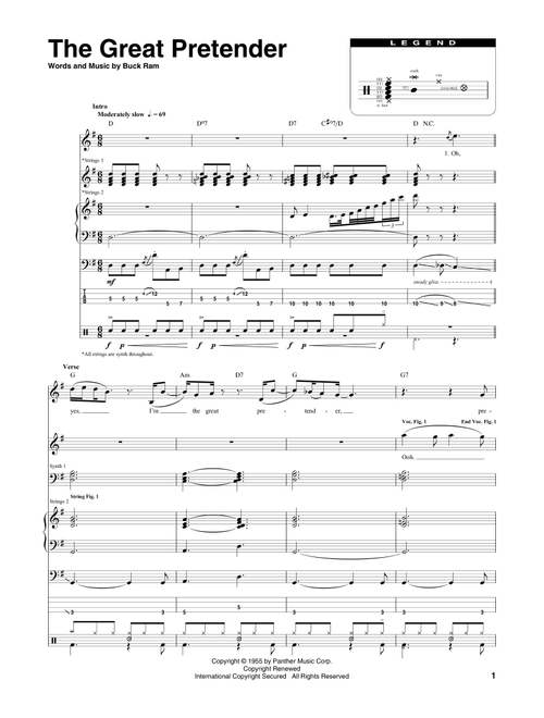The Great Pretender - Queen (Transcribed Score)