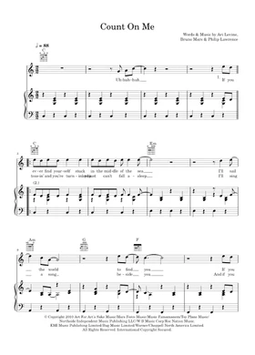 Free Count On Me By Bruno Mars Sheet Music Download Pdf Or Print On Musescore Com