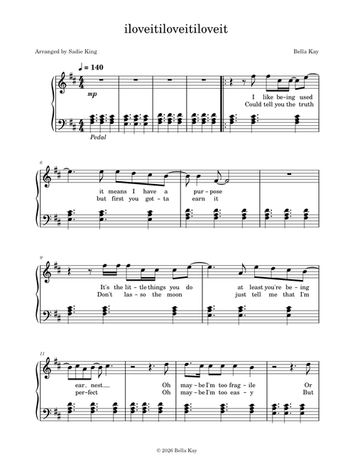 iloveitiloveitiloveit – Bella Kay - Intermediate Piano