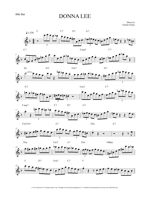 Donna Lee (Arr. The Sheet Music Library) - Charlie Parker (Alto Sax Solo)