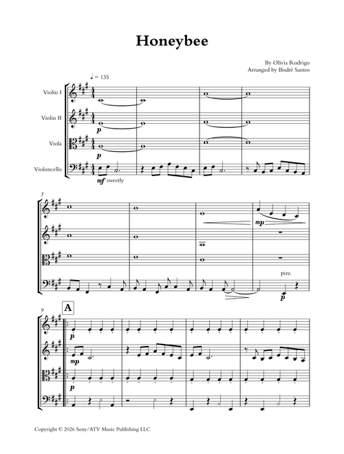Honeybee (Arr. Bisdré Santos) - Olivia Rodrigo (String Quartet)