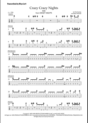 Play Official version of Crazy crazy nights Sheet Music by KISS