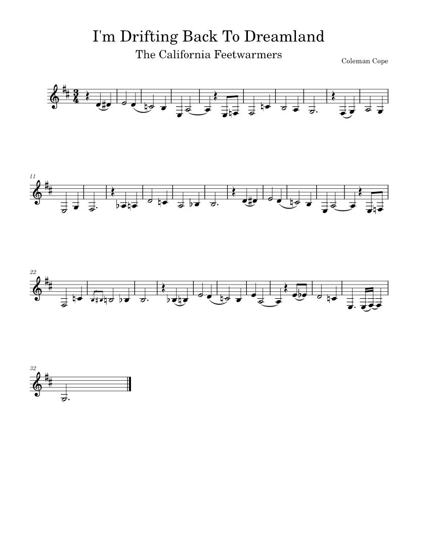 I'm Drifting Back To Dreamland Bass Solo Sheet music for