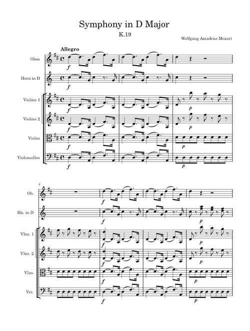 Symphony No.4 in D major, K.19 – Wolfgang Amadeus Mozart