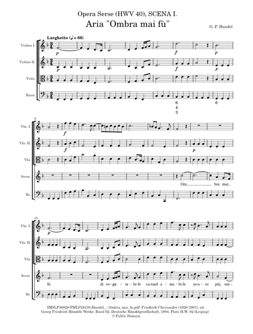 Aria "Ombra Mai Fu" From The Opera Xerxes (Serse) HWV 40 No. 3 – Georg Friedrich Händel