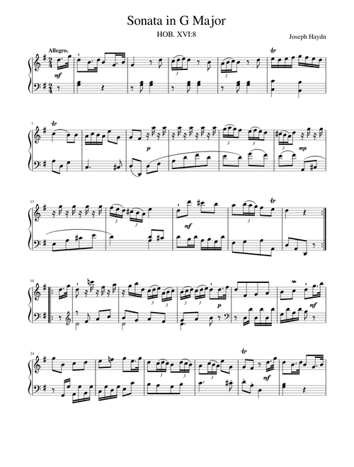 Haydn: Sonata in G Major HOB.XVI:8