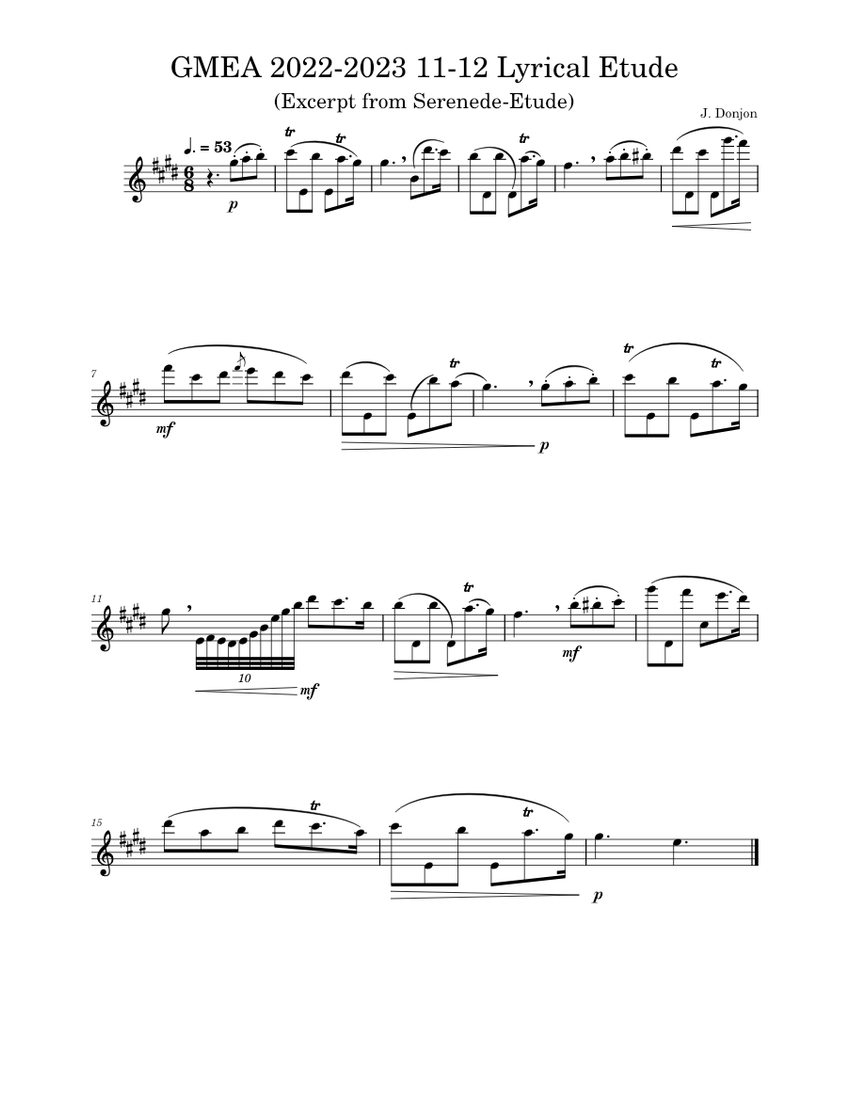 GMEA 2022-2023 11-12 Lyrical Etude - Flute Sheet Music for Flute