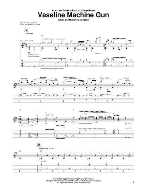Vaseline Machine Gun - Leo Kottke (Guitar Tab)