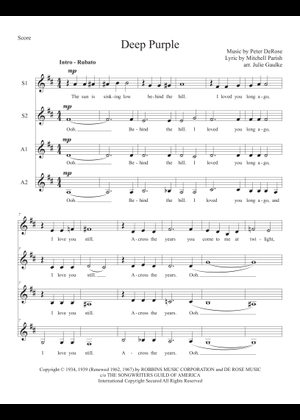 Deep Purple [lead sheet] Sheet Music with Chords for Piano (Solo