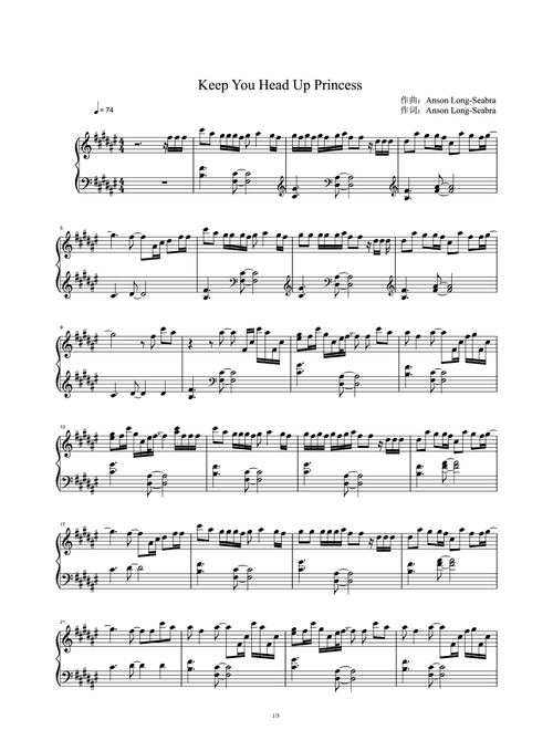 Keep Your Head Up Princess (Arr. Anson Seabra) (Piano Solo)