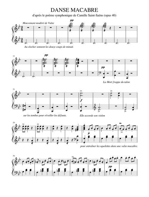 Danse macabre (Saint-Saens), piano