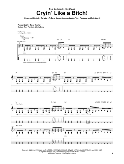 Cryin' Like A Bitch! - Godsmack (Guitar Tab)