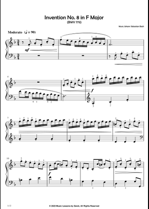 Invention No.8 Sheet Music for Piano (Solo) | MuseScore.com