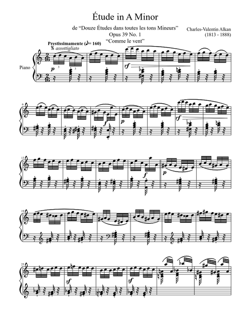 Étude Opus 39 No. 1 in A Minor, “Comme le vent”