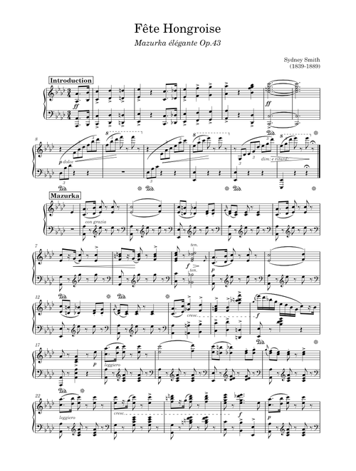 Fête hongroise, mazurka élégante Op.43 – Sydney Smith