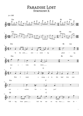 Free Paradise Lost by Symphony X sheet music | Download PDF or