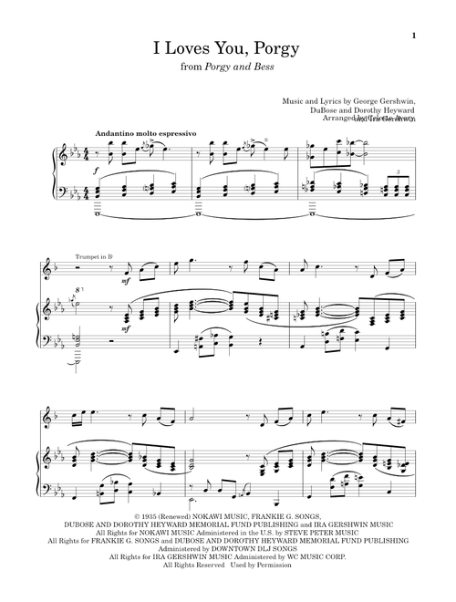 I Loves You, Porgy (from Porgy and Bess) (Arr. Celeste Avery) - Ira Gershwin, DuBose Heyward, Dorothy Heyward (Trumpet and Piano)