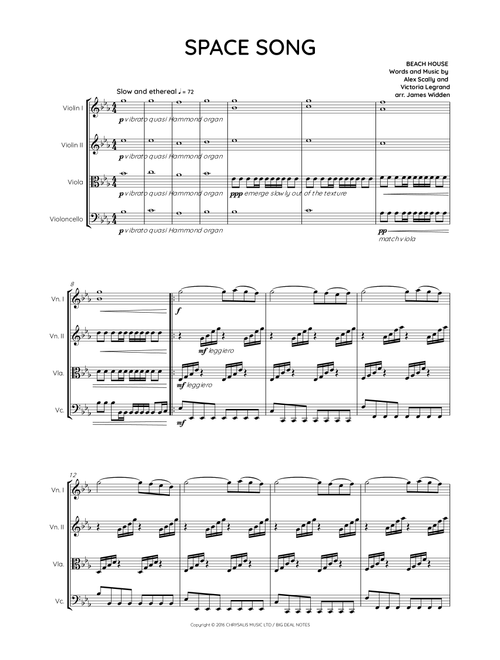 Space Song (Arr. James Widden) - Beach House (String Quartet)