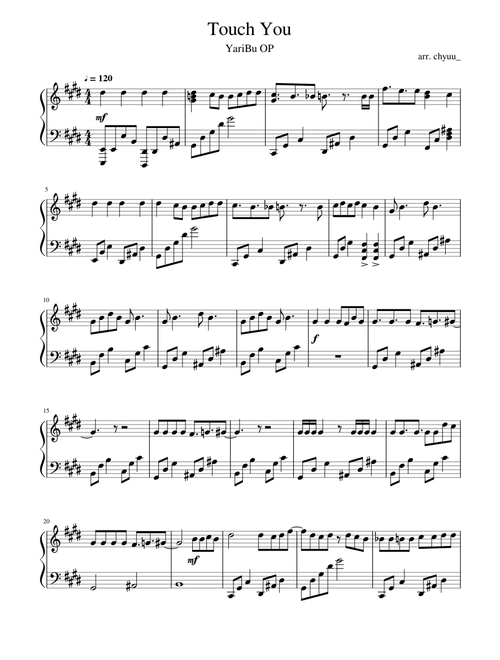 Yarichin B Club - Touch You Piano Sheet