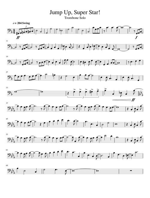 Mario Odyssey: Jump Up, Super Star! (One-Up Girl) - Trombone Solo