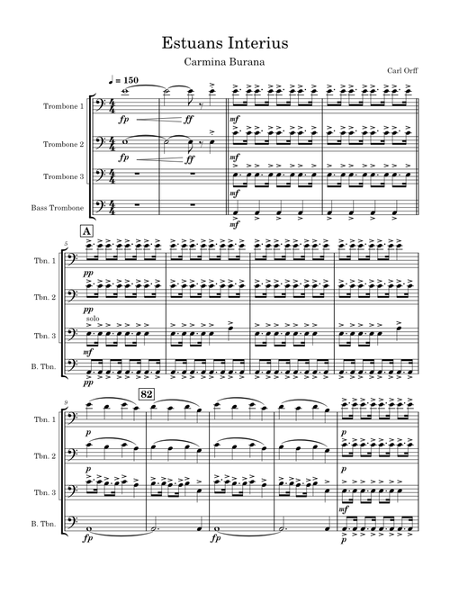 Carmina Burana - 11 Estuans interius - trombone quartet
