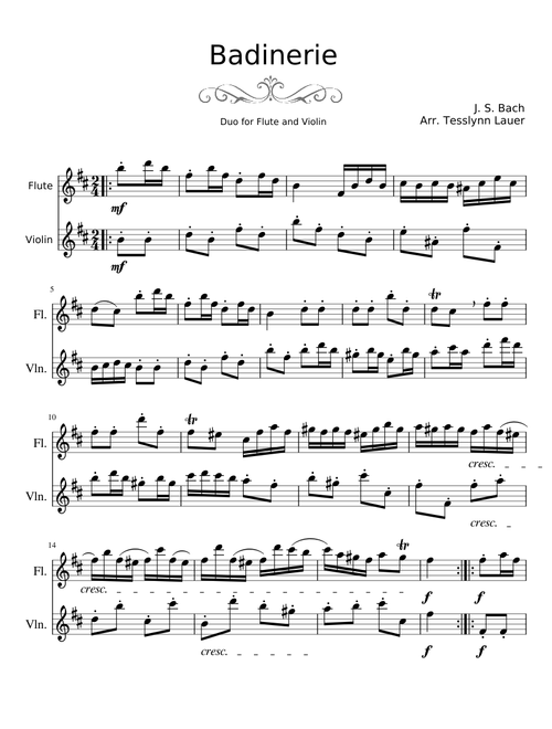 J.S. Bach - Badinerie for Flute and Violin