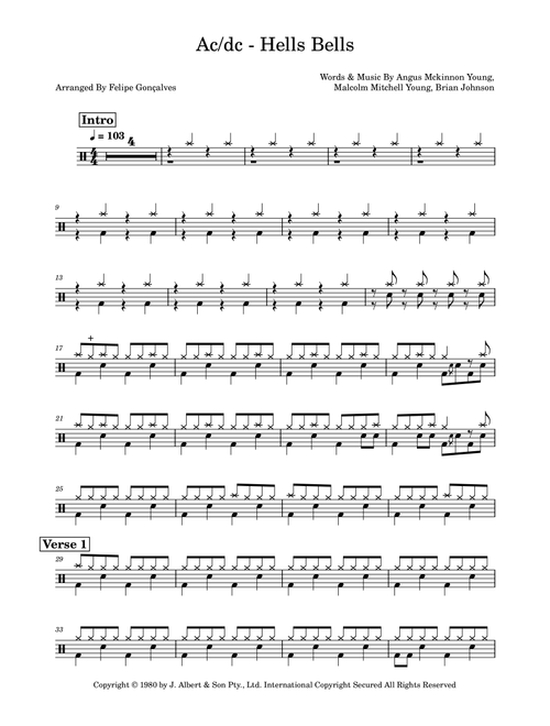 Hells Bells (Arr. The Ninja) - AC/DC (Drums)