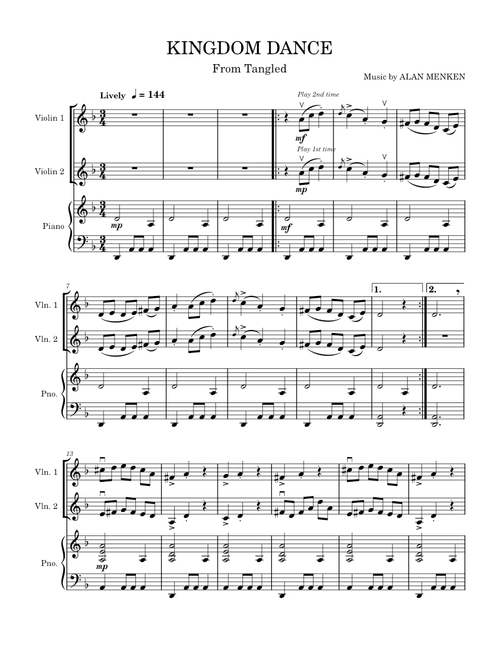 Kingdom dance – Alan Menken Violin Duet